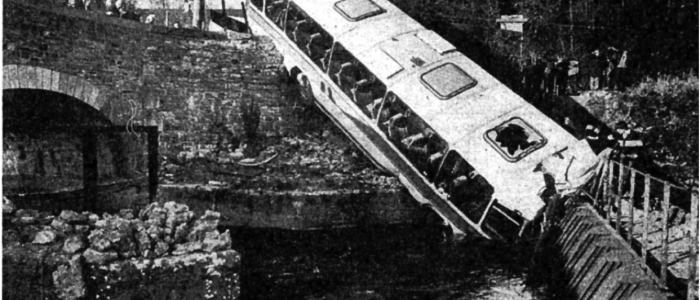 In 1985 a school bus carrying children from Cork on a school tour in the area crashes into Slane Bridge